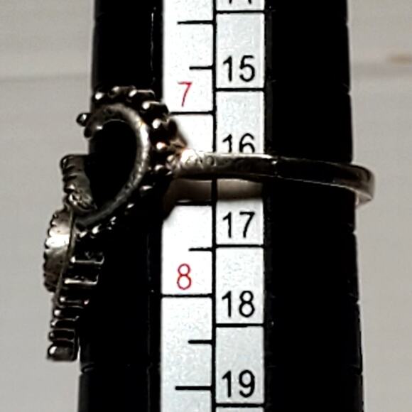 Silver Tone Antlers Ring Missing Cabochon Sz 7.5 - Picture 6 of 6